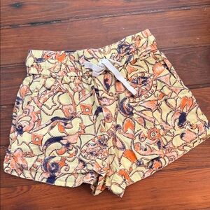 A.L.C Billy II 100% linen elastic drawstring waist printed hi rise shorts sz 4